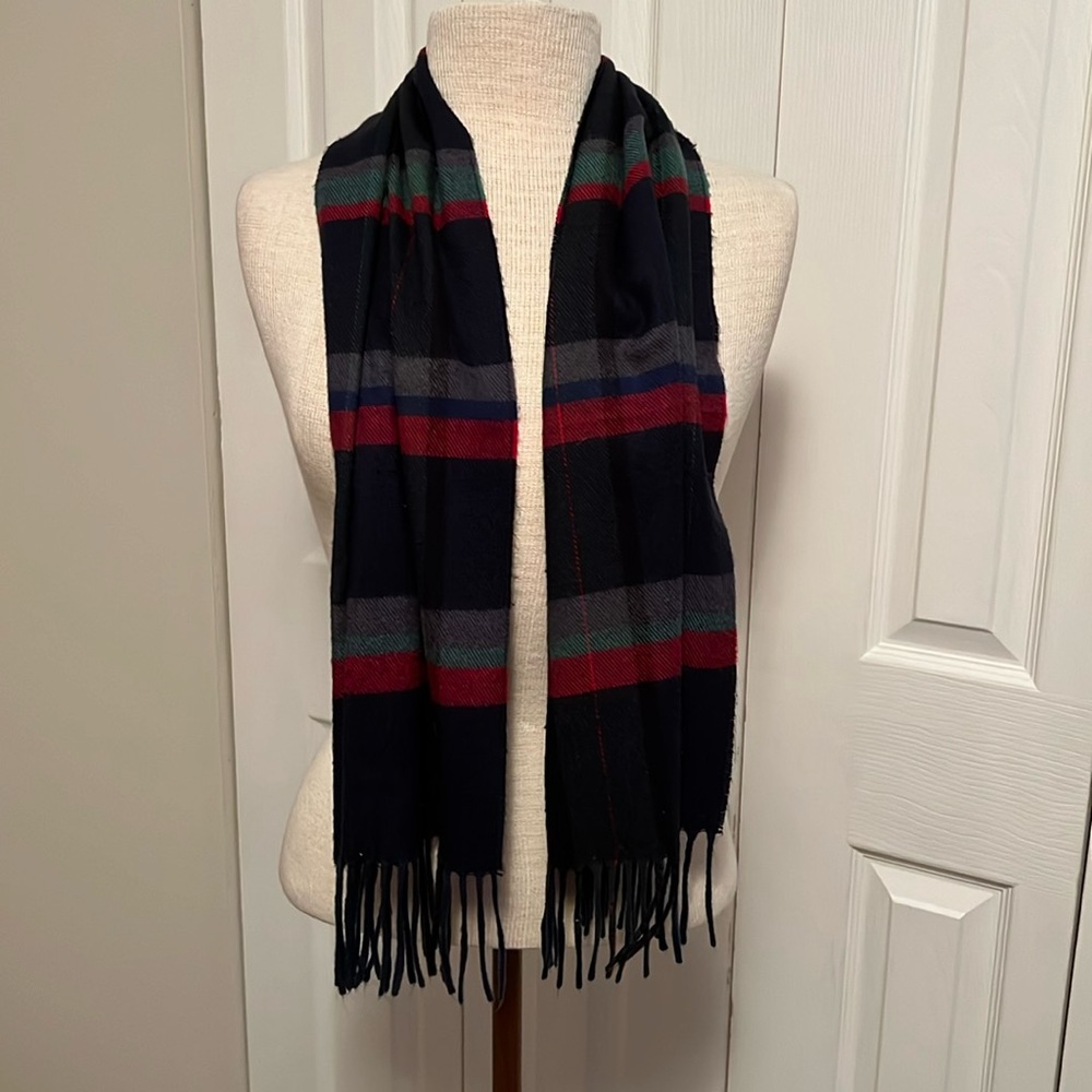 “Cashmaire” Vintage Plaid Fringe Scarf by Christian Dior Monsieur